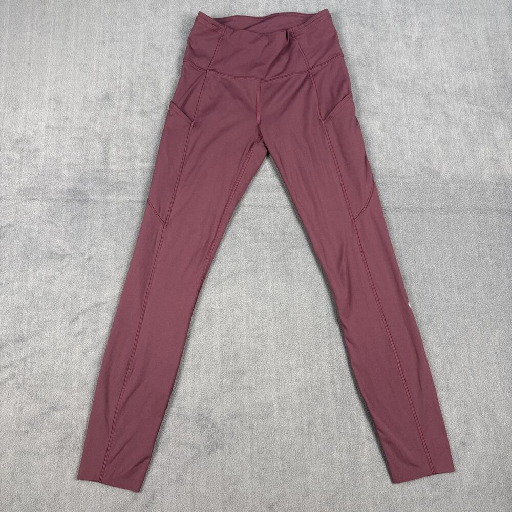 Lululemon Pants Womens 4 Burgundy Fast Free 7/8 Tight 2 Yoga Leggings Pockets